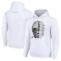 Men's Starter White Detroit Red Wings Half Helmet Fleece Pullover Hoodie