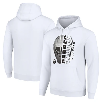 Men's Starter White Buffalo Sabres Half Helmet Fleece Pullover Hoodie