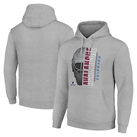 Men's Starter Heather Gray Colorado Avalanche Half Helmet Fleece Pullover Hoodie