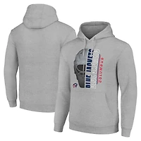 Men's Starter Heather Gray Columbus Blue Jackets Half Helmet Fleece Pullover Hoodie