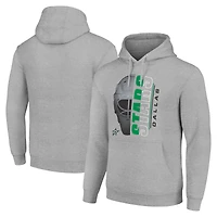 Men's Starter Heather Gray Dallas Stars Half Helmet Fleece Pullover Hoodie