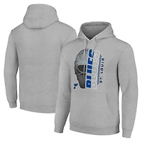 Men's Starter Heather Gray St. Louis Blues Half Helmet Fleece Pullover Hoodie