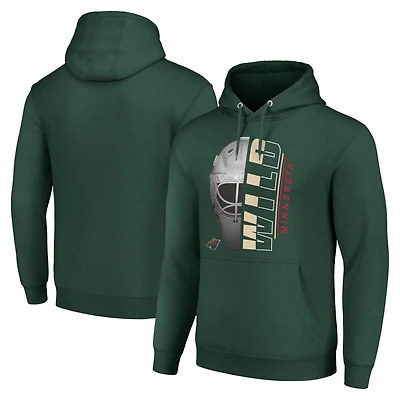 Men's Starter Green Minnesota Wild Half Helmet Fleece Pullover Hoodie