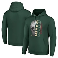 Men's Starter Green Minnesota Wild Half Helmet Fleece Pullover Hoodie