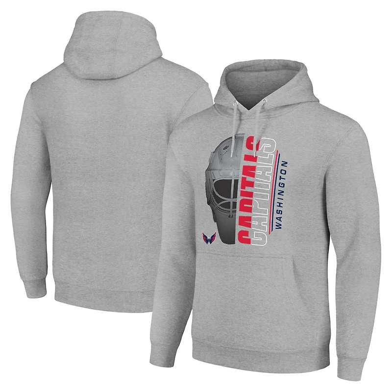 Men's Starter Heather Gray Washington Capitals Half Helmet Fleece Pullover Hoodie