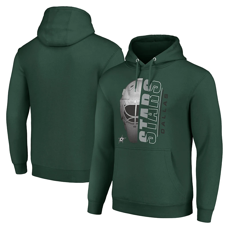 Men's Starter Green Dallas Stars Half Helmet Fleece Pullover Hoodie
