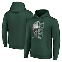 Men's Starter Green Dallas Stars Half Helmet Fleece Pullover Hoodie