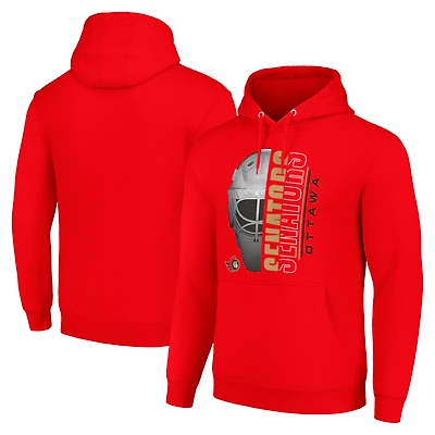 Men's Starter Red Ottawa Senators Half Helmet Fleece Pullover Hoodie