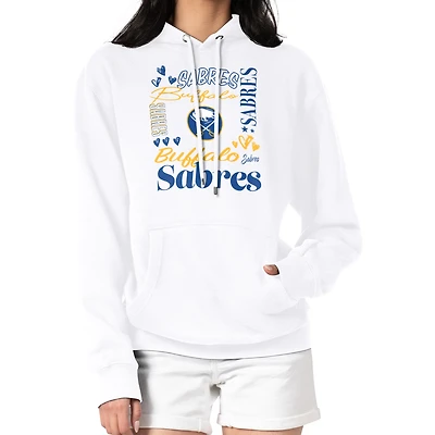Women's G-III 4Her by Carl Banks White Buffalo Sabres Collage Team Graphic Tri-Blend Fleece Pullover Hoodie