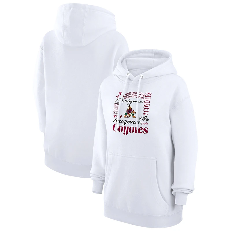 Women's G-III 4Her by Carl Banks White Arizona Coyotes Collage Team Graphic Tri-Blend Fleece Pullover Hoodie