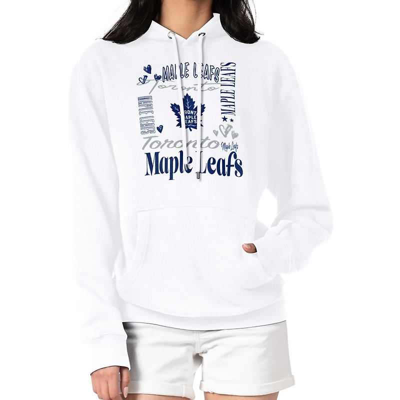 Women's G-III 4Her by Carl Banks White Toronto Maple Leafs Collage Team Graphic Tri-Blend Fleece Pullover Hoodie