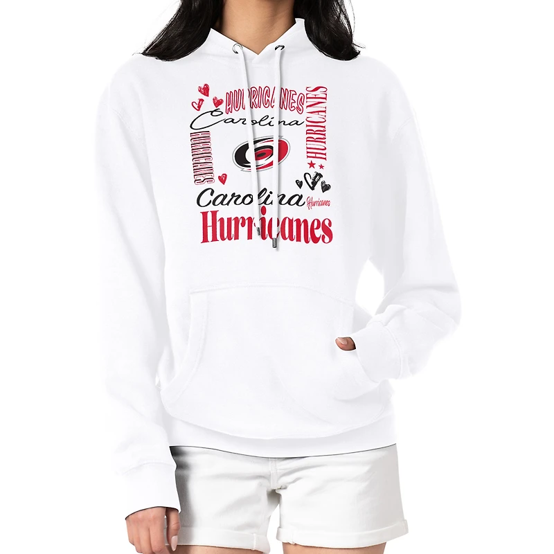 Women's G-III 4Her by Carl Banks White Carolina Hurricanes Collage Team Graphic Tri-Blend Fleece Pullover Hoodie