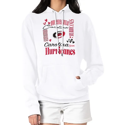 Women's G-III 4Her by Carl Banks White Carolina Hurricanes Collage Team Graphic Tri-Blend Fleece Pullover Hoodie
