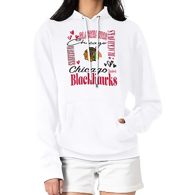 Women's G-III 4Her by Carl Banks White Chicago Blackhawks Collage Team Graphic Tri-Blend Fleece Pullover Hoodie