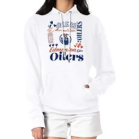 Women's G-III 4Her by Carl Banks White Edmonton Oilers Collage Team Graphic Tri-Blend Fleece Pullover Hoodie