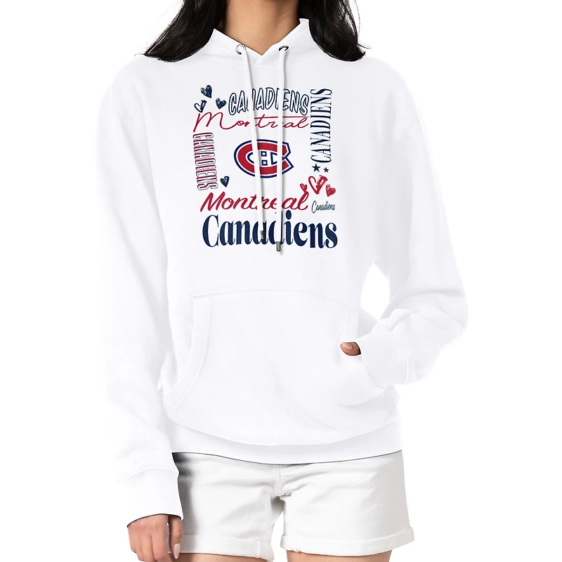 Women's G-III 4Her by Carl Banks White Montreal Canadiens Collage Team Graphic Tri-Blend Fleece Pullover Hoodie