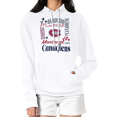 Women's G-III 4Her by Carl Banks White Montreal Canadiens Collage Team Graphic Tri-Blend Fleece Pullover Hoodie
