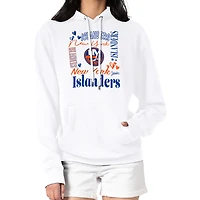 Women's G-III 4Her by Carl Banks White New York Islanders Collage Team Graphic Tri-Blend Fleece Pullover Hoodie