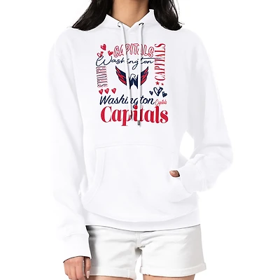 Women's G-III 4Her by Carl Banks White Washington Capitals Collage Team Graphic Fleece Pullover Hoodie