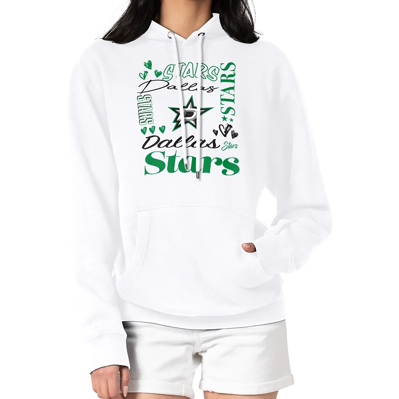 Women's G-III 4Her by Carl Banks White Dallas Stars Collage Team Graphic Fleece Pullover Hoodie