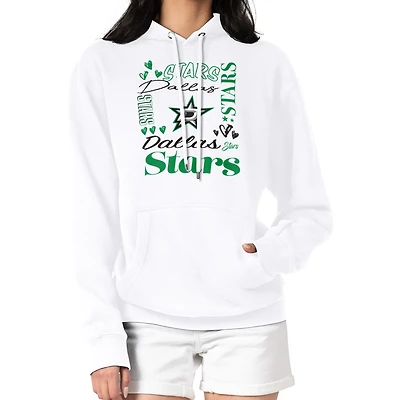 Women's G-III 4Her by Carl Banks White Dallas Stars Collage Team Graphic Fleece Pullover Hoodie