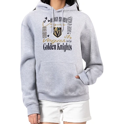 Women's G-III 4Her by Carl Banks Heather Gray Vegas Golden Knights Collage Team Graphic Tri-Blend Fleece Pullover Hoodie