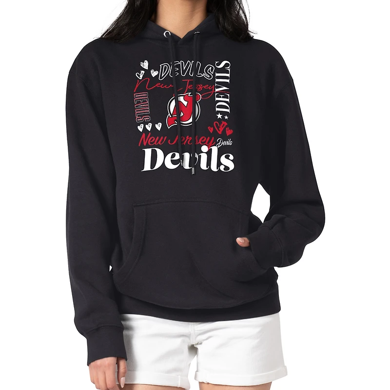 Women's G-III 4Her by Carl Banks Black New Jersey Devils Collage Team Graphic Tri-Blend Fleece Pullover Hoodie