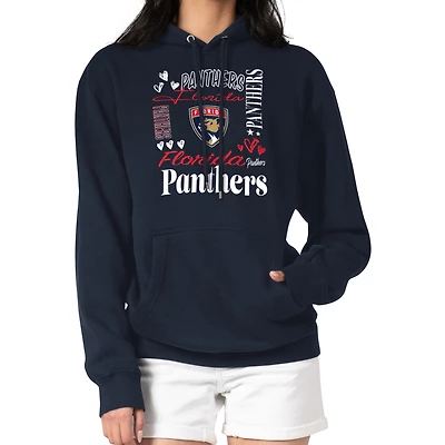 Women's G-III 4Her by Carl Banks Navy Florida Panthers Collage Team Graphic Tri-Blend Fleece Pullover Hoodie