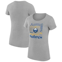 Women's G-III 4Her by Carl Banks Heather Gray Buffalo Sabres Super-Slim Fit Lightweight Collage Team Graphic T-Shirt