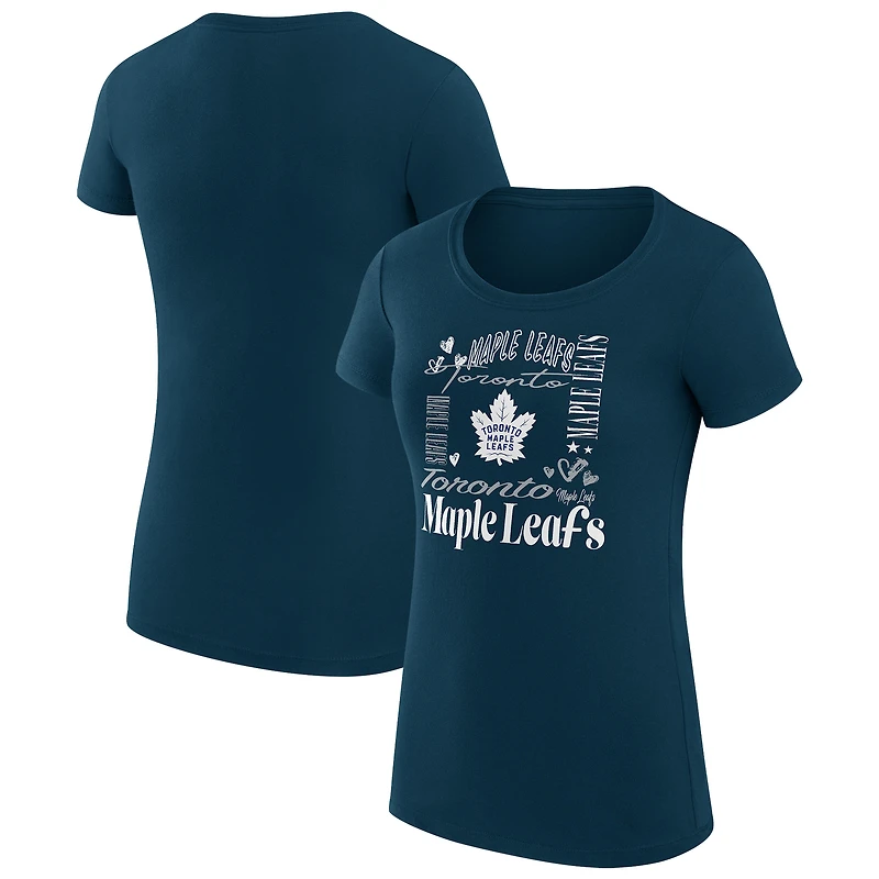 Women's G-III 4Her by Carl Banks Navy Toronto Maple Leafs Super-Slim Fit Lightweight Collage Team Graphic T-Shirt