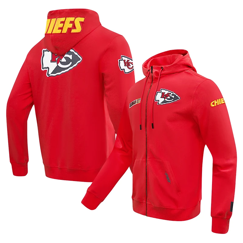 Men's Pro Standard Red Kansas City Chiefs Split Logo Double Knit Full-Zip Hoodie