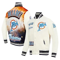 Men's Pro Standard Cream Miami Dolphins Sublimated Satin Full-Snap Jacket