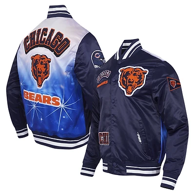 Men's Pro Standard Navy Chicago Bears Sublimated Satin Full-Snap Jacket