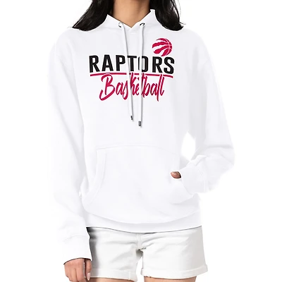 Women's G-III 4Her by Carl Banks White Toronto Raptors Graphics Fleece Pullover Hoodie