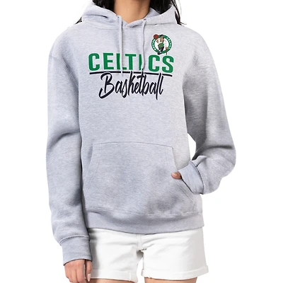 Women's G-III 4Her by Carl Banks Heather Gray Boston Celtics Graphics Fleece Pullover Hoodie
