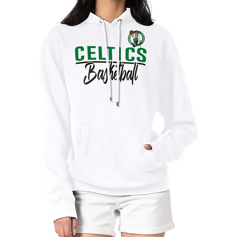 Women's G-III 4Her by Carl Banks White Boston Celtics Graphics Fleece Pullover Hoodie