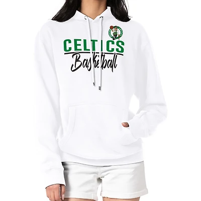 Women's G-III 4Her by Carl Banks White Boston Celtics Graphics Fleece Pullover Hoodie