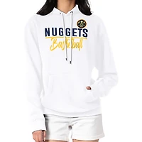 Women's G-III 4Her by Carl Banks White Denver Nuggets Graphics Fleece Pullover Hoodie