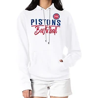 Women's G-III 4Her by Carl Banks White Detroit Pistons Graphics Fleece Pullover Hoodie