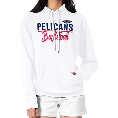 Women's G-III 4Her by Carl Banks White New Orleans Pelicans Graphics Fleece Pullover Hoodie
