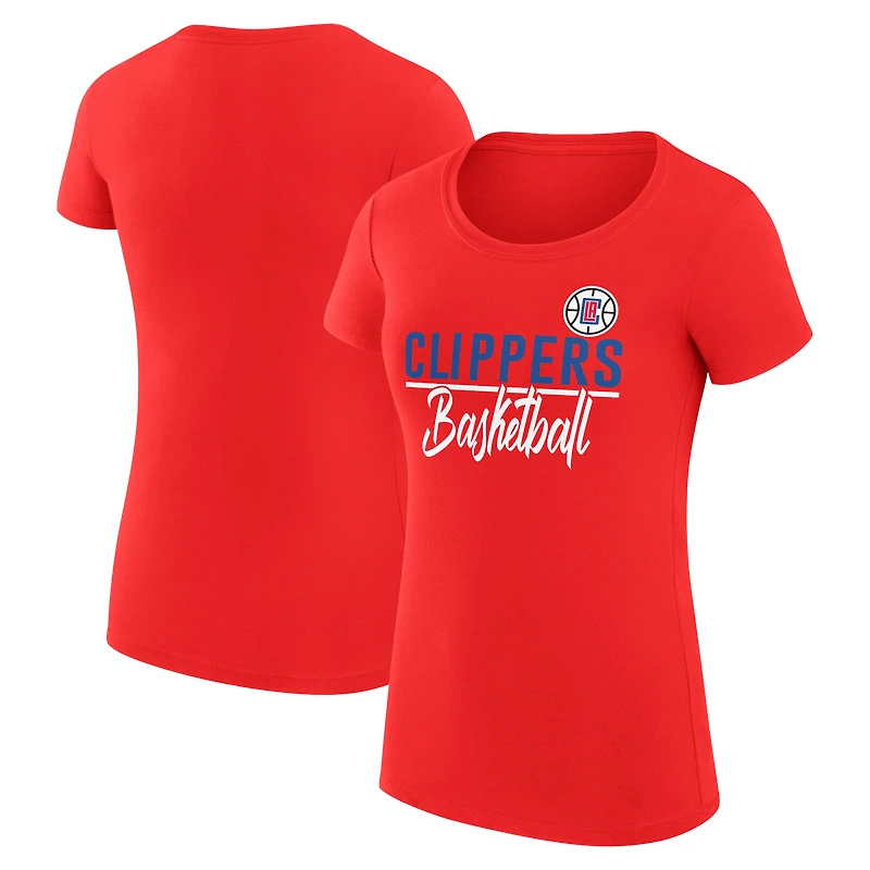 Women's G-III 4Her by Carl Banks Red LA Clippers Super-Slim Fit Lightweight Team Sport V-Neck T-Shirt