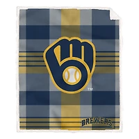Pegasus Milwaukee Brewers 60” x 70” Plaid Steel Ultra Cozy Sherpa Blanket