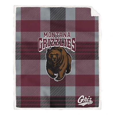 Pegasus Montana Grizzlies 60” x 70” Plaid Steel Ultra Cozy Sherpa Blanket