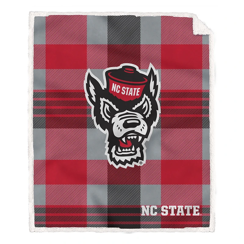 Pegasus NC State Wolfpack 60” x 70” Plaid Steel Ultra Cozy Sherpa Blanket