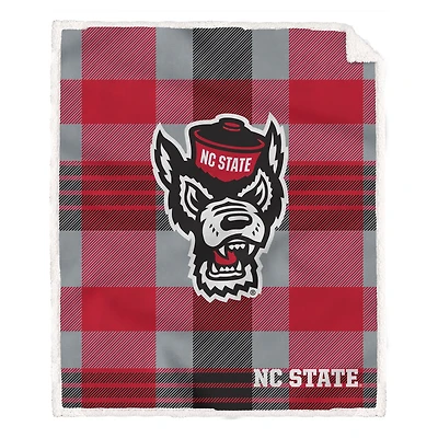 Pegasus NC State Wolfpack 60” x 70” Plaid Steel Ultra Cozy Sherpa Blanket