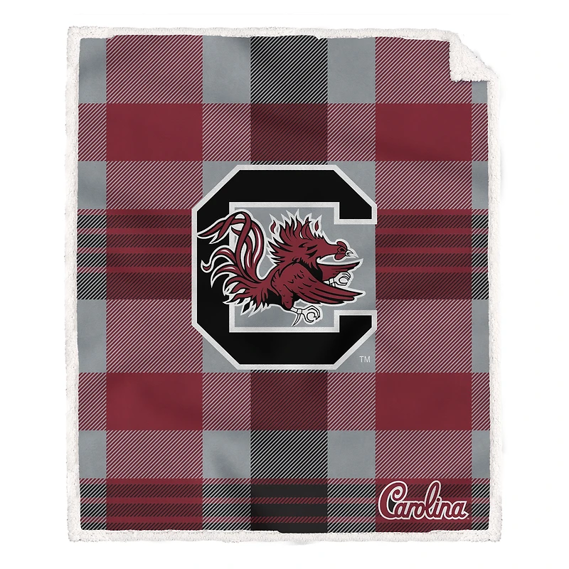 Pegasus South Carolina Gamecocks 60” x 70” Plaid Steel Ultra Cozy Sherpa Blanket