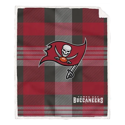 Pegasus Tampa Bay Buccaneers 60” x 70” Plaid Steel Ultra Cozy Sherpa Blanket