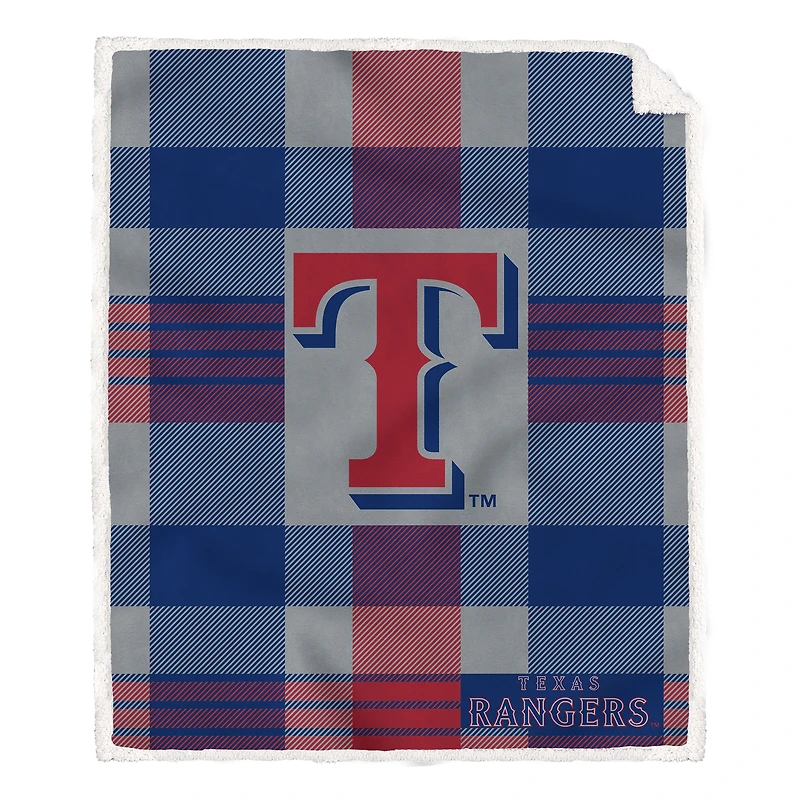 Pegasus Texas Rangers 60” x 70” Plaid Steel Ultra Cozy Sherpa Blanket