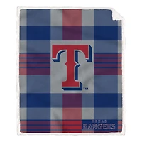 Pegasus Texas Rangers 60” x 70” Plaid Steel Ultra Cozy Sherpa Blanket
