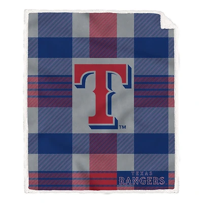 Pegasus Texas Rangers 60” x 70” Plaid Steel Ultra Cozy Sherpa Blanket